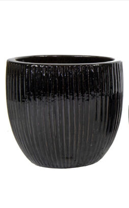 DONICA CERAMICZNA PORTLY EGG RIB SHINY BLACK 